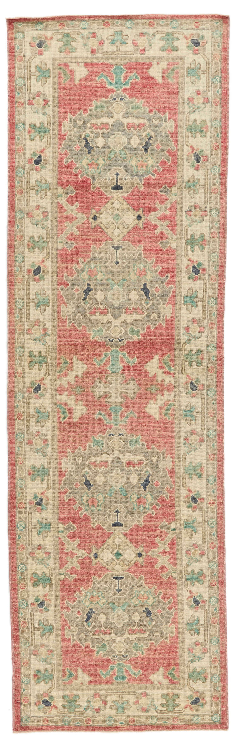 3x10 Pink and Ivory Turkish Oushak Runner