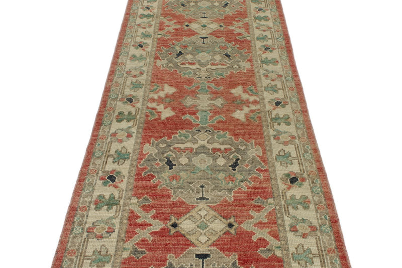 3x10 Pink and Ivory Turkish Oushak Runner