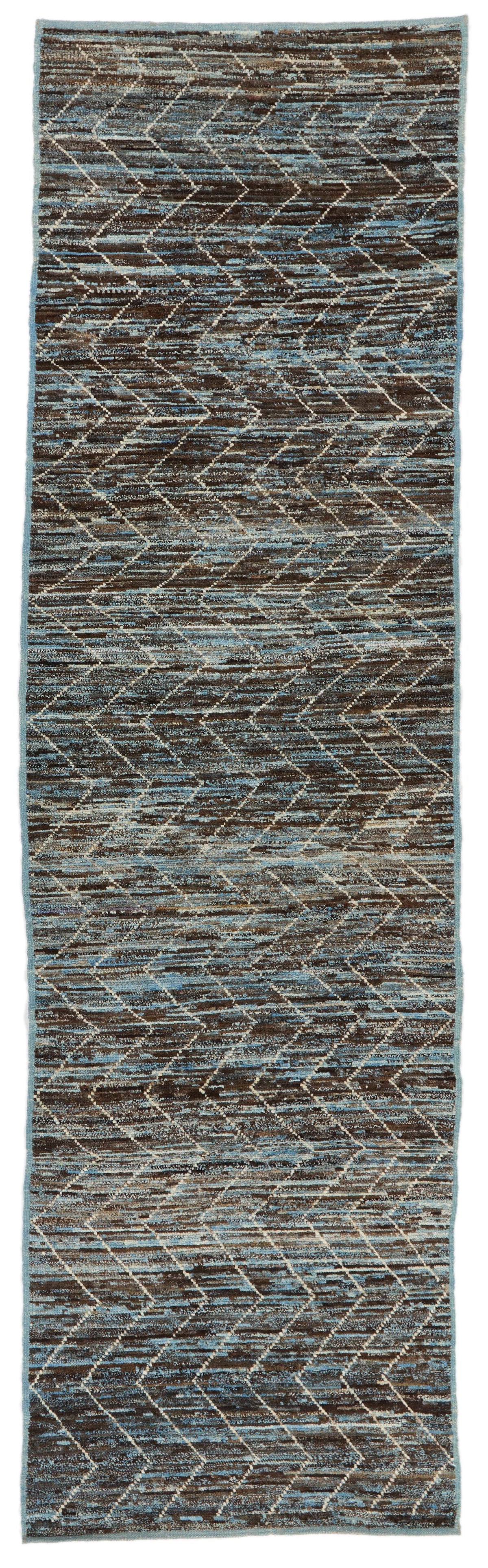 3x10 Blue and Brown Modern Contemporary Runner