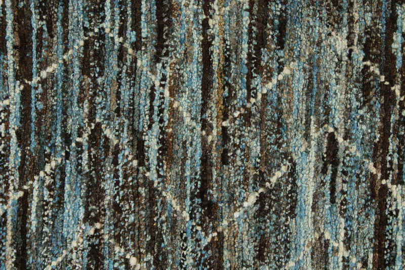 3x10 Blue and Brown Modern Contemporary Runner