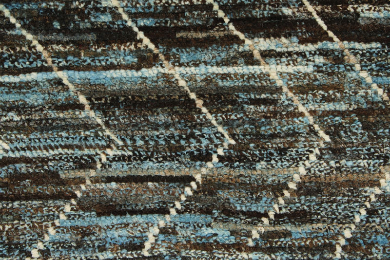 3x10 Blue and Brown Modern Contemporary Runner