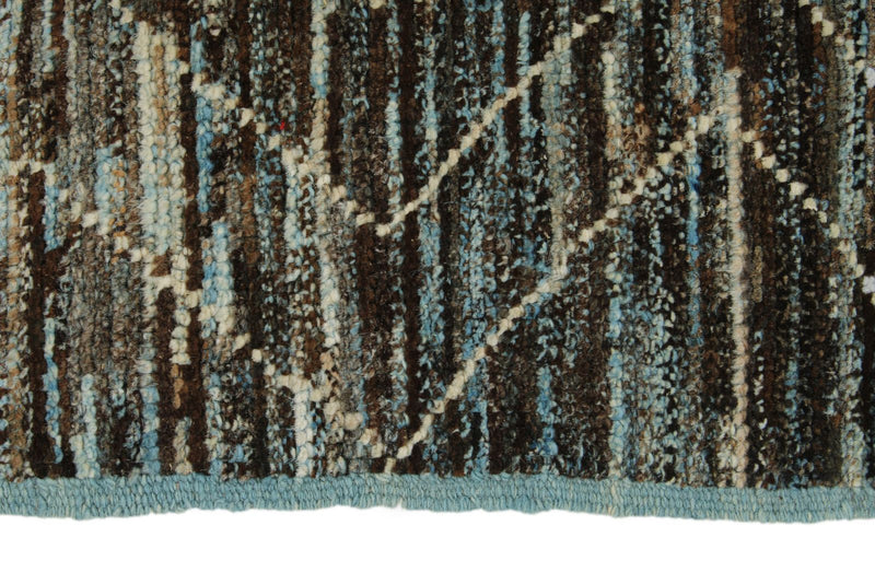3x10 Blue and Brown Modern Contemporary Runner