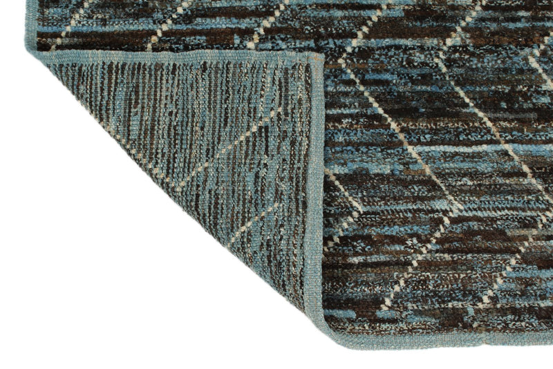 3x10 Blue and Brown Modern Contemporary Runner