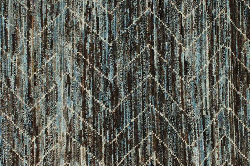 3x10 Blue and Brown Modern Contemporary Runner