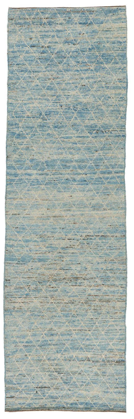 3x9 Blue and Ivory Modern Contemporary Runner
