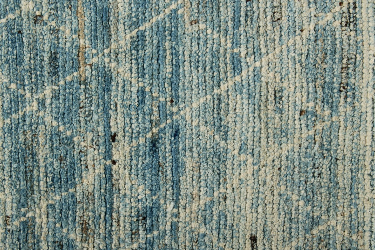 3x9 Blue and Ivory Modern Contemporary Runner
