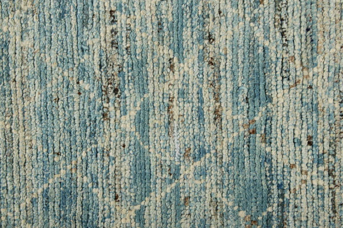 3x9 Blue and Ivory Modern Contemporary Runner