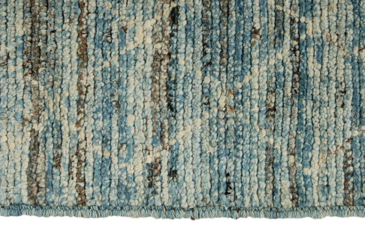 3x9 Blue and Ivory Modern Contemporary Runner
