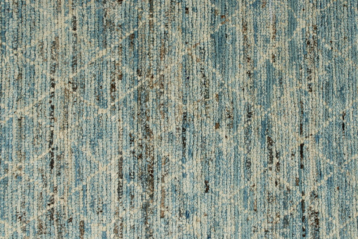 3x9 Blue and Ivory Modern Contemporary Runner
