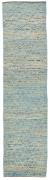 3x11 Blue and Ivory Modern Contemporary Runner