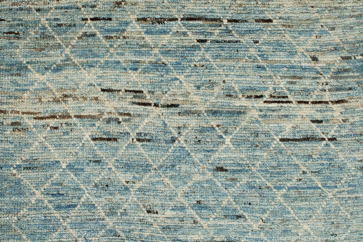 3x11 Blue and Ivory Modern Contemporary Runner