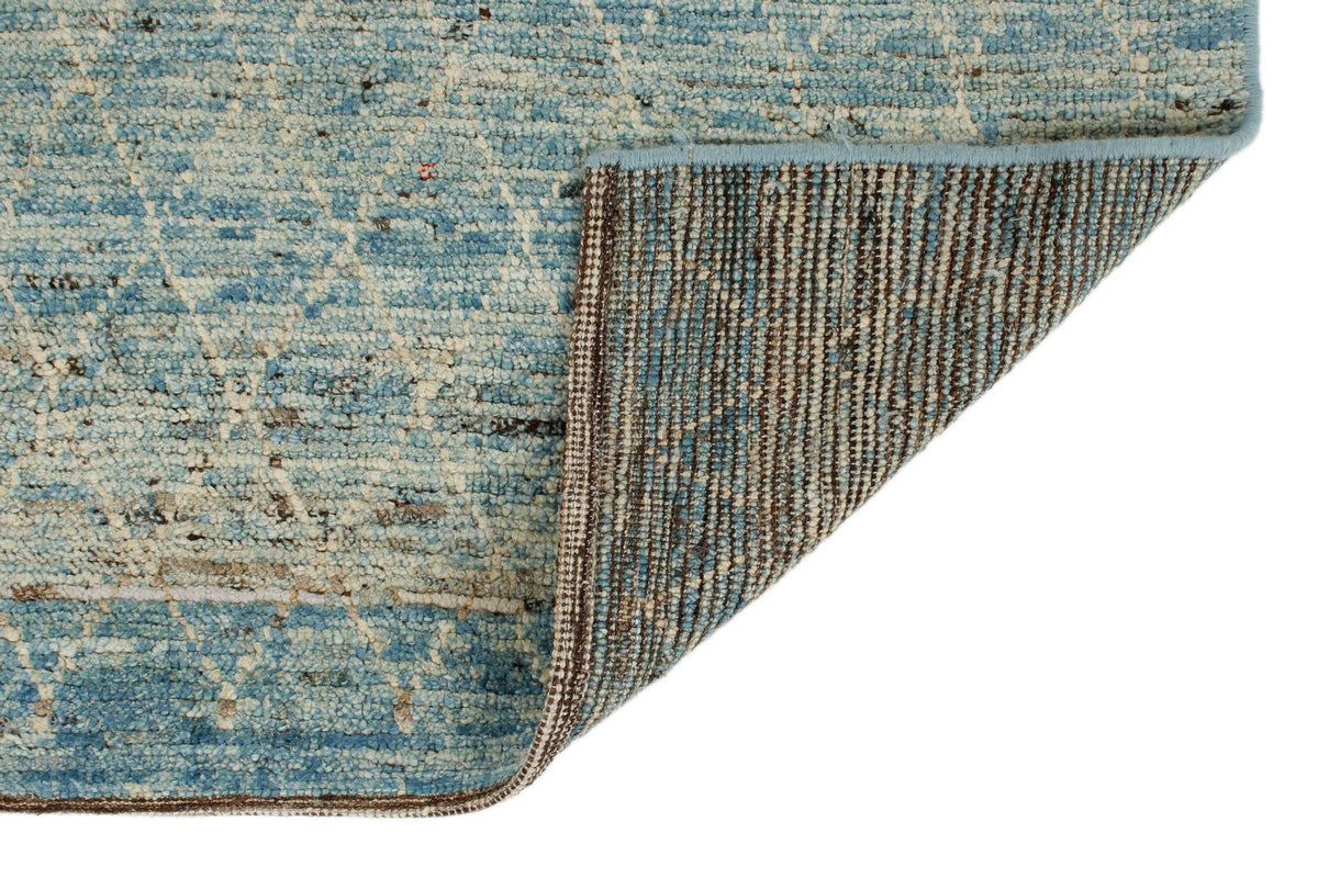 3x11 Blue and Ivory Modern Contemporary Runner