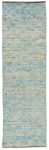 3x9 Blue and Ivory Modern Contemporary Runner