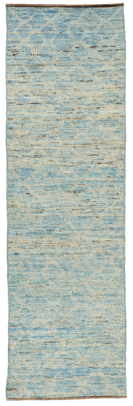 3x9 Blue and Ivory Modern Contemporary Runner