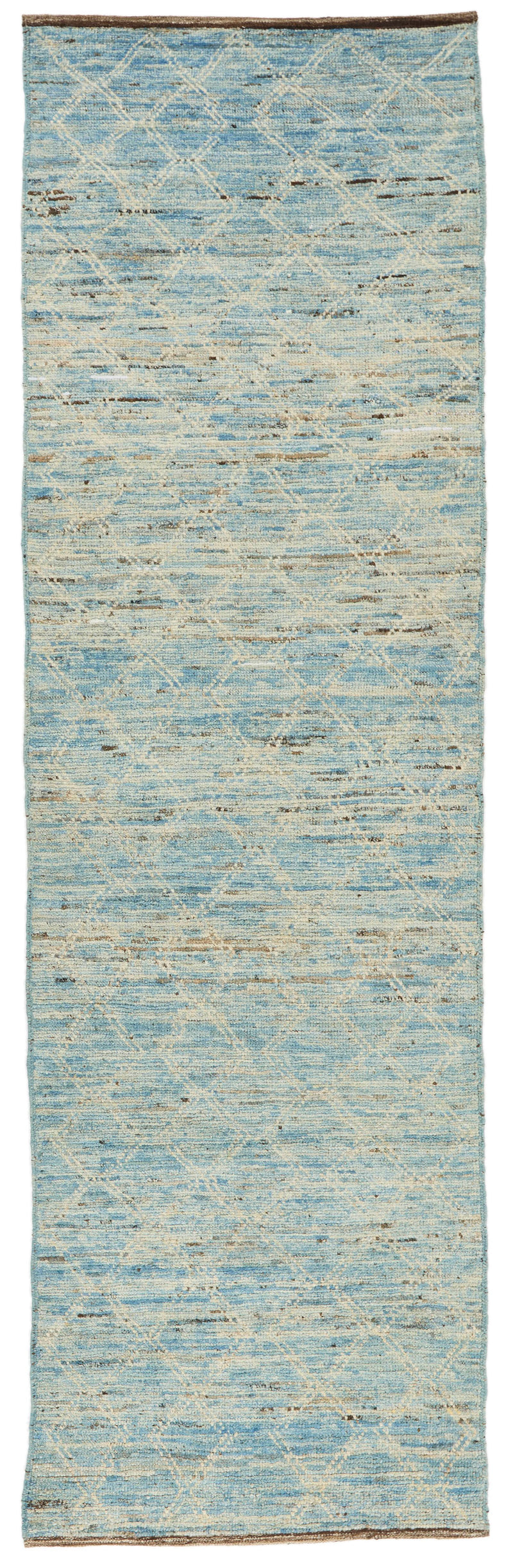 3x9 Blue and Ivory Modern Contemporary Runner