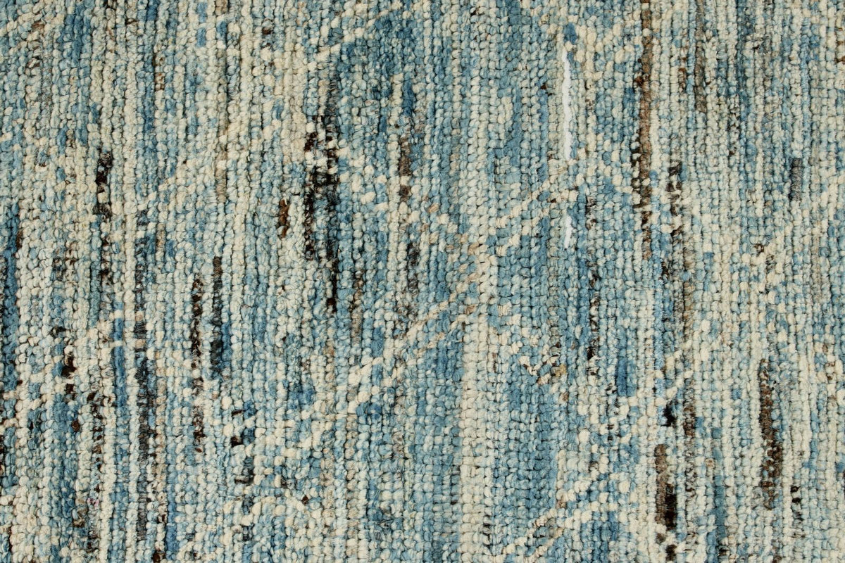 3x9 Blue and Ivory Modern Contemporary Runner