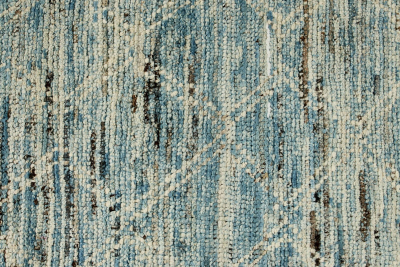 3x9 Blue and Ivory Modern Contemporary Runner