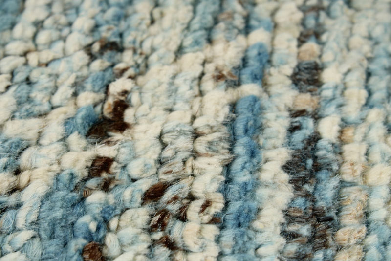 3x9 Blue and Ivory Modern Contemporary Runner