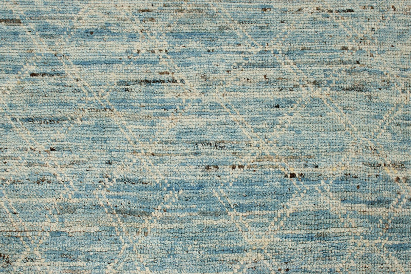 3x9 Blue and Ivory Modern Contemporary Runner