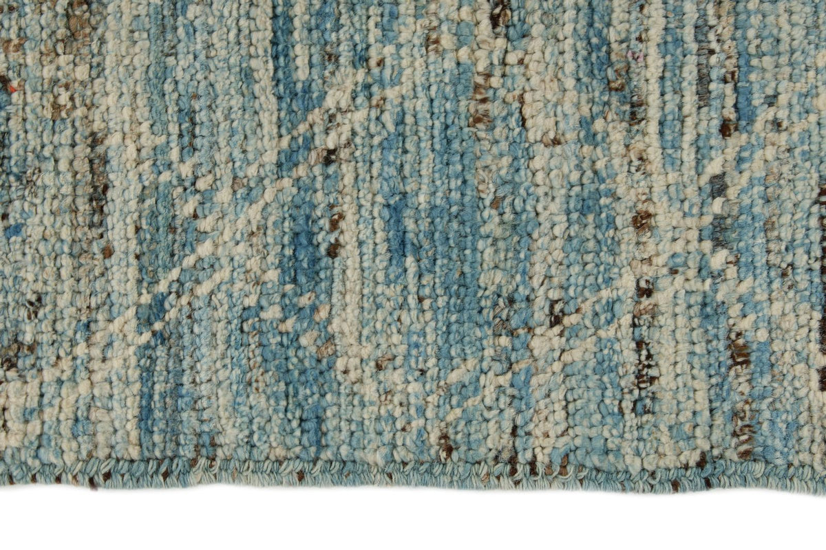 3x9 Blue and Ivory Modern Contemporary Runner