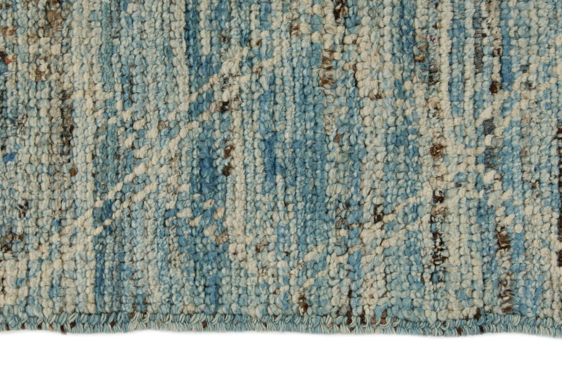 3x9 Blue and Ivory Modern Contemporary Runner