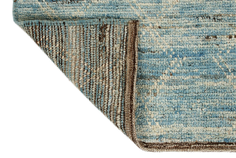 3x9 Blue and Ivory Modern Contemporary Runner