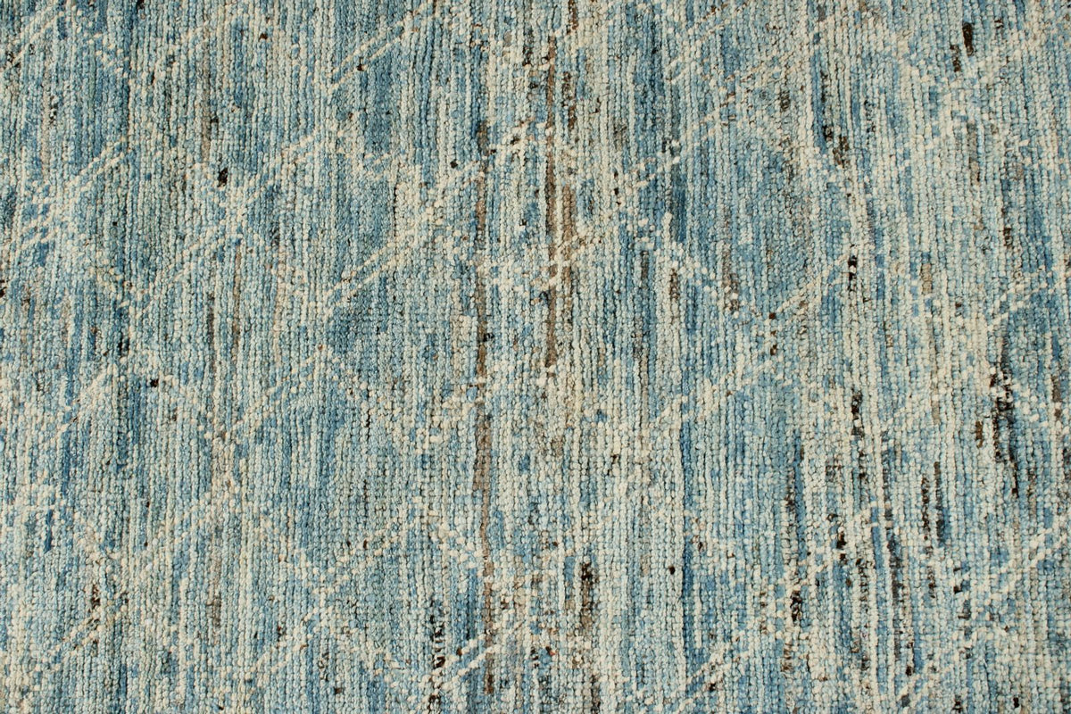 3x9 Blue and Ivory Modern Contemporary Runner
