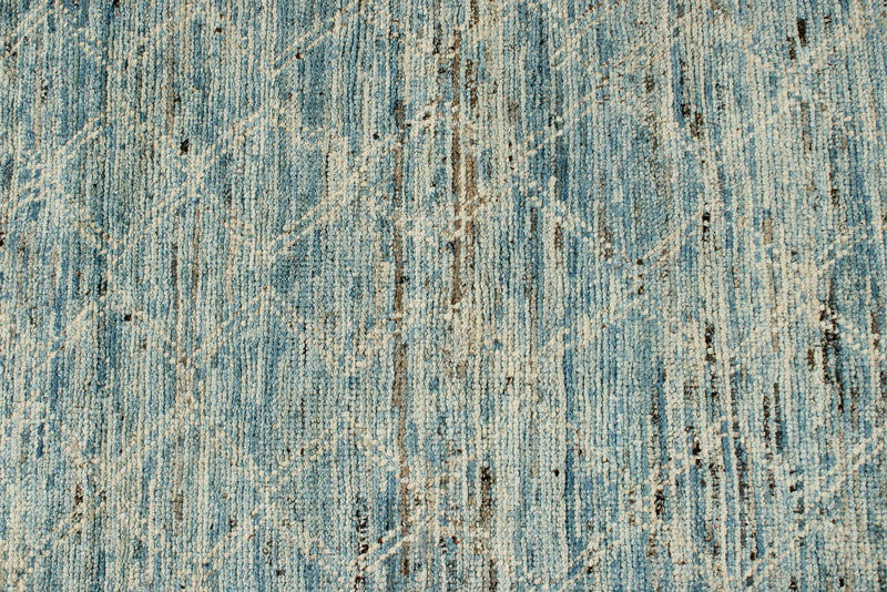 3x9 Blue and Ivory Modern Contemporary Runner