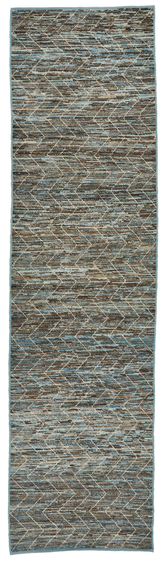 3x11 Blue and Brown Modern Contemporary Runner