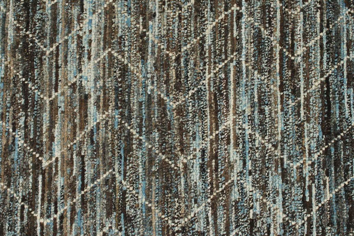 3x11 Blue and Brown Modern Contemporary Runner