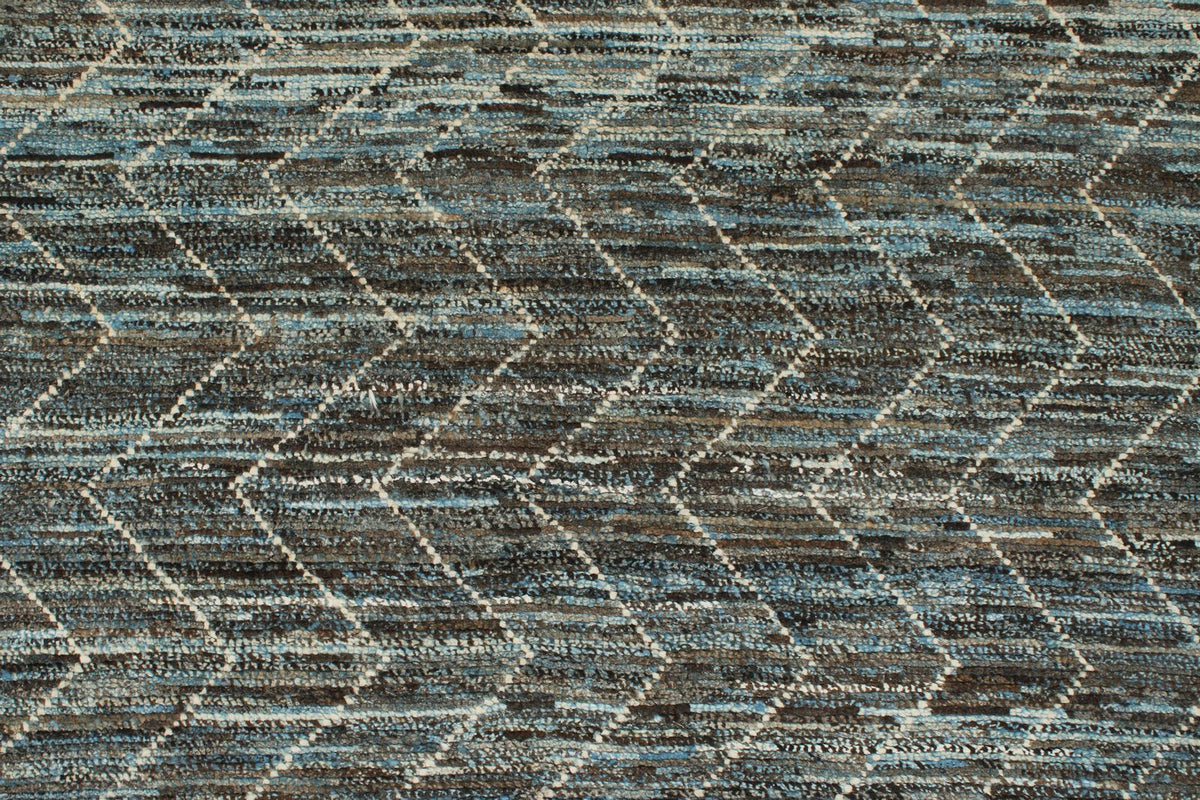 3x11 Blue and Brown Modern Contemporary Runner