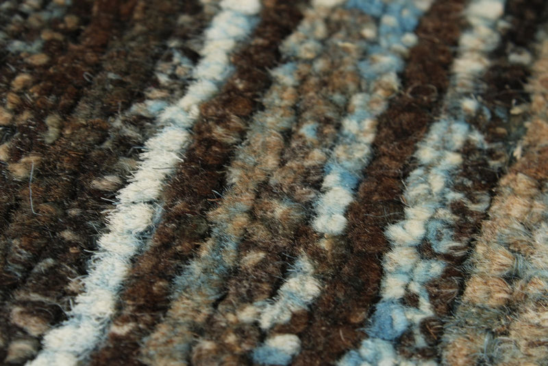3x11 Blue and Brown Modern Contemporary Runner