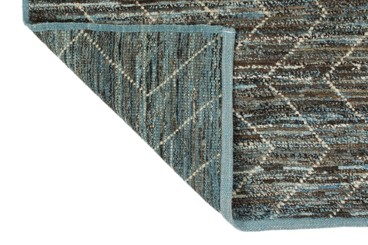 3x11 Blue and Brown Modern Contemporary Runner