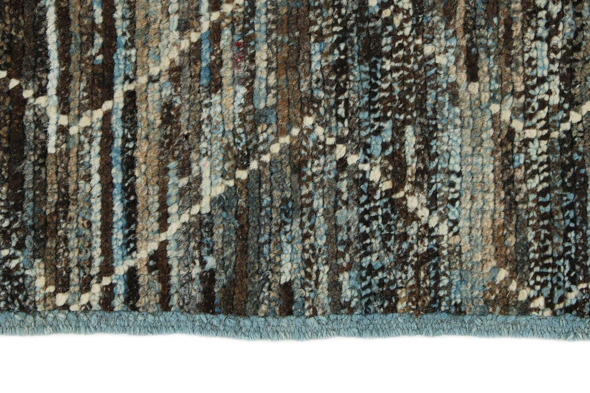 3x11 Blue and Brown Modern Contemporary Runner