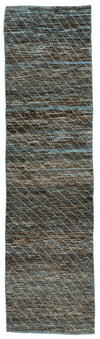 3x11 Blue and Brown Modern Contemporary Runner