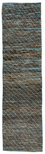 3x11 Blue and Brown Modern Contemporary Runner