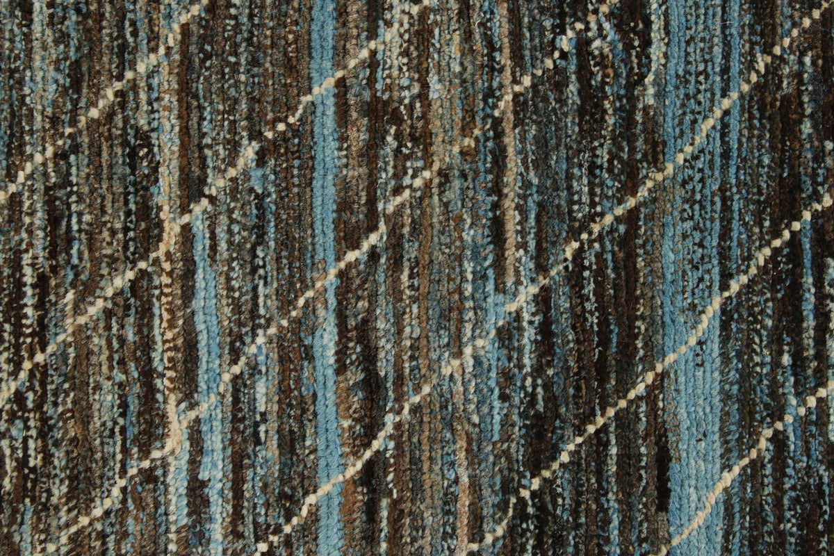 3x11 Blue and Brown Modern Contemporary Runner
