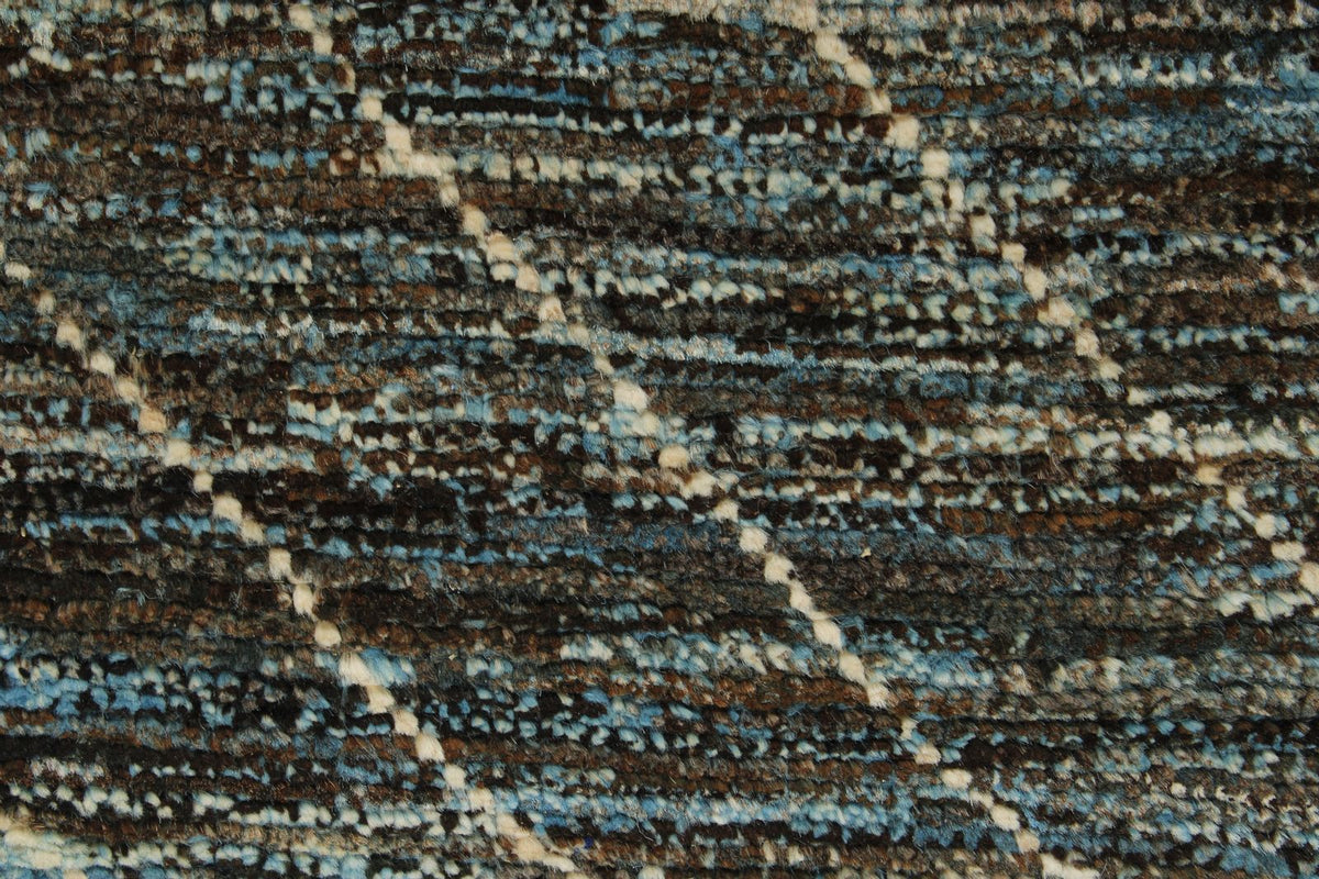 3x11 Blue and Brown Modern Contemporary Runner