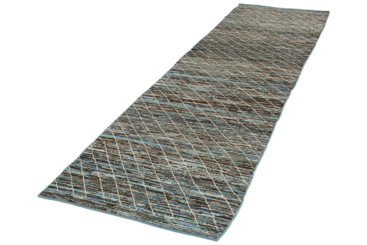 3x11 Blue and Brown Modern Contemporary Runner