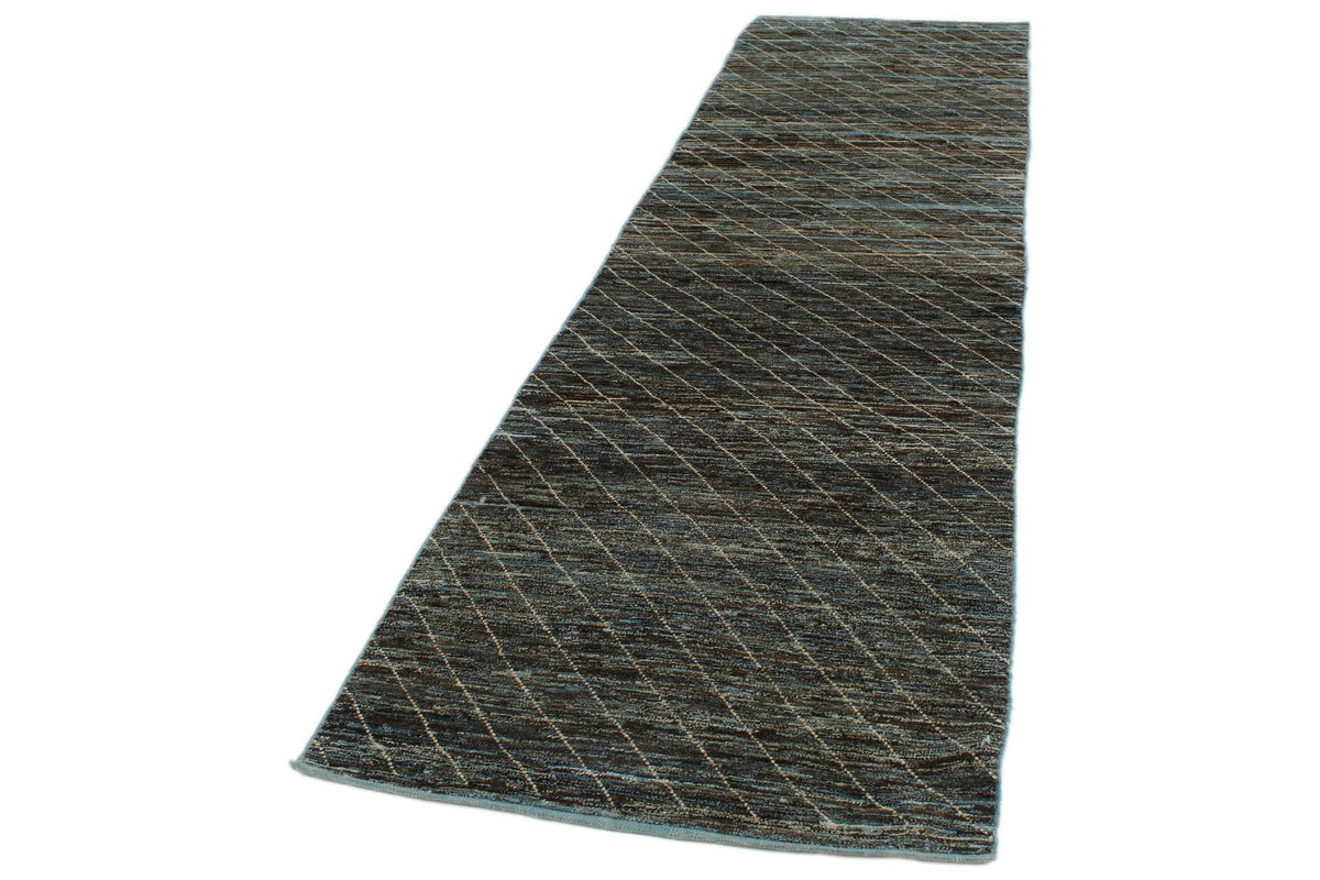 3x11 Blue and Brown Modern Contemporary Runner