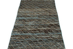 3x11 Blue and Brown Modern Contemporary Runner