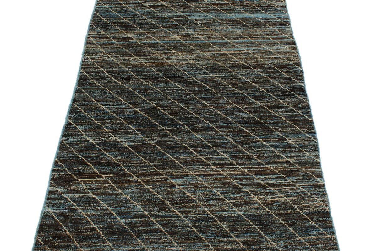 3x11 Blue and Brown Modern Contemporary Runner