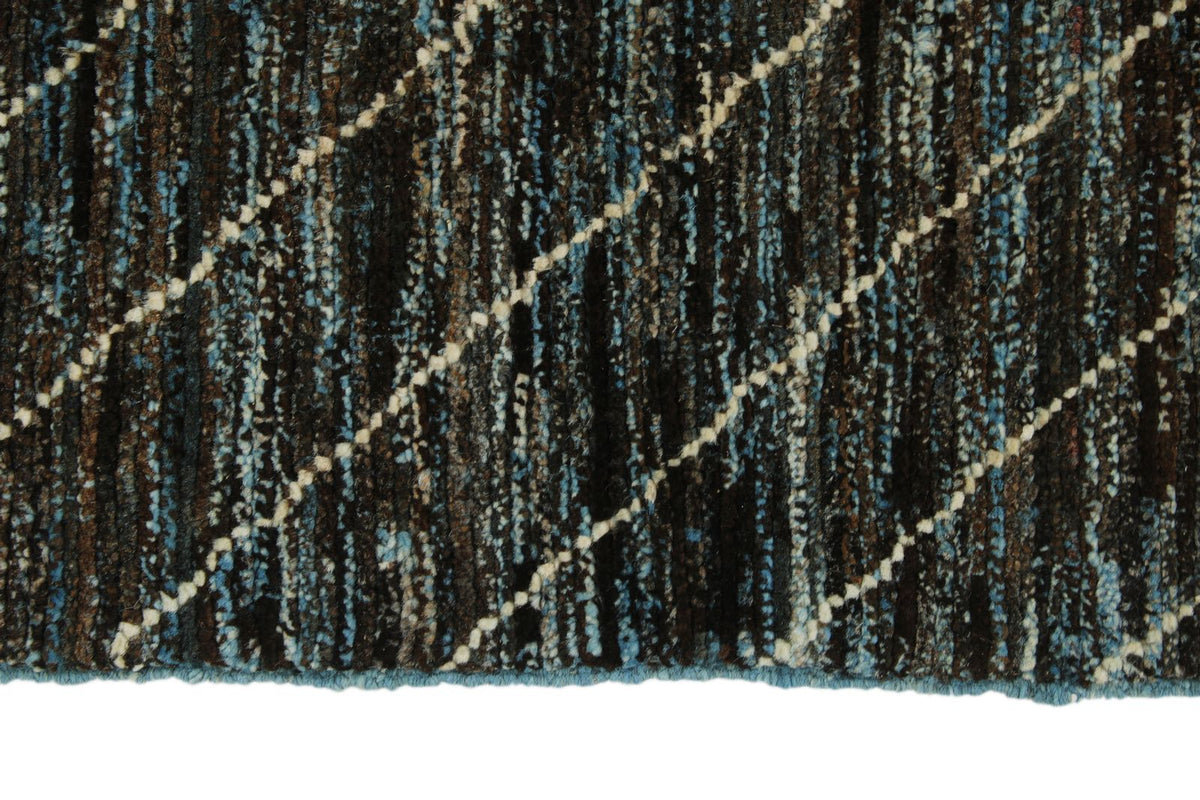 3x11 Blue and Brown Modern Contemporary Runner