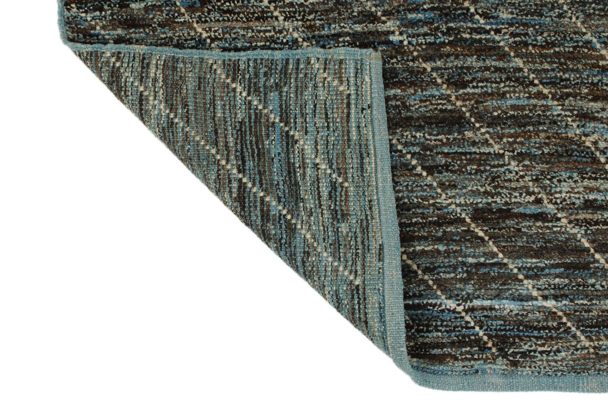 3x11 Blue and Brown Modern Contemporary Runner