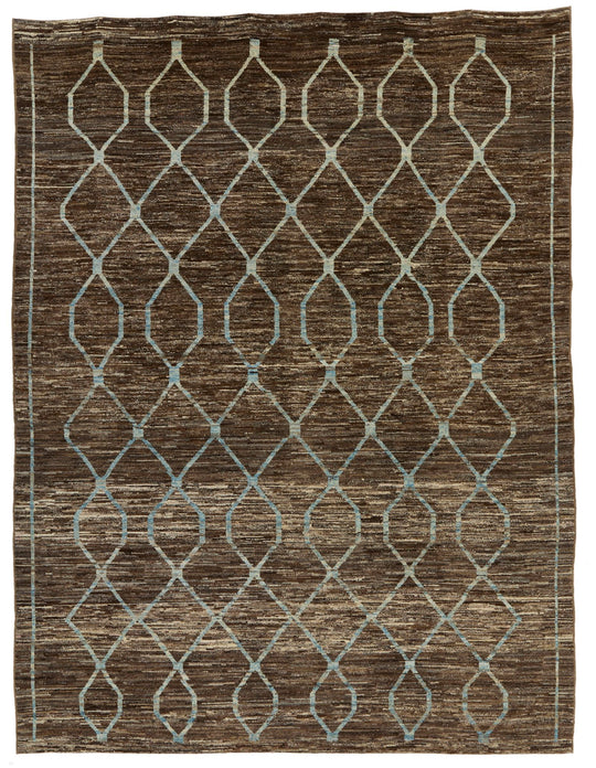 9x12 Blue and Brown Modern Contemporary Rug