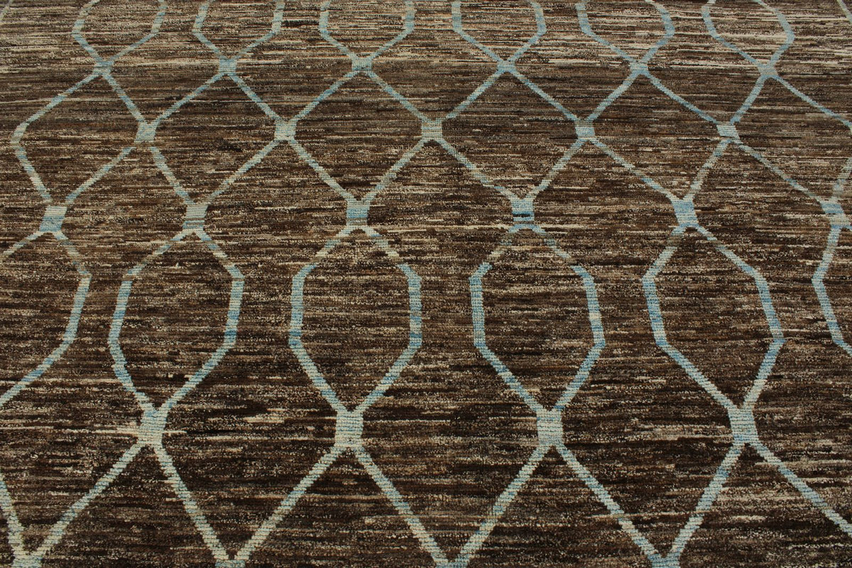 9x12 Blue and Brown Modern Contemporary Rug