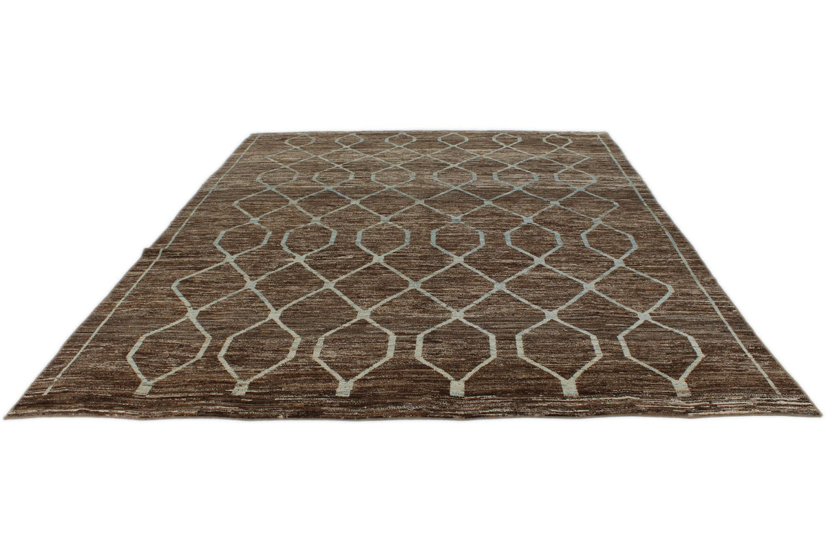 9x12 Blue and Brown Modern Contemporary Rug