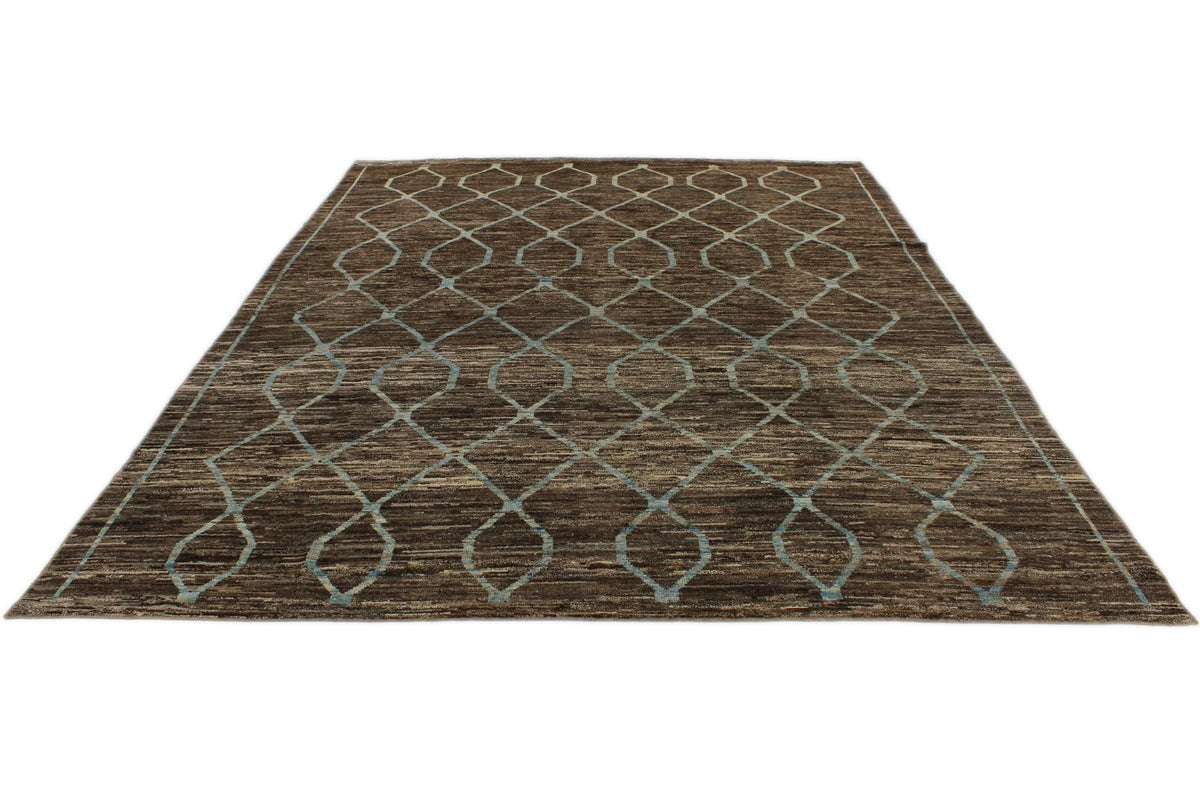 9x12 Blue and Brown Modern Contemporary Rug