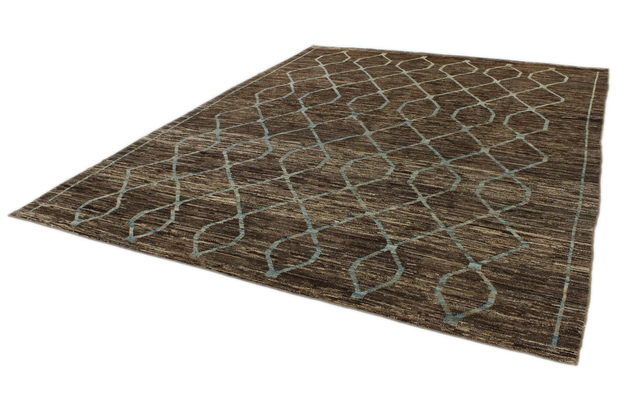 9x12 Blue and Brown Modern Contemporary Rug