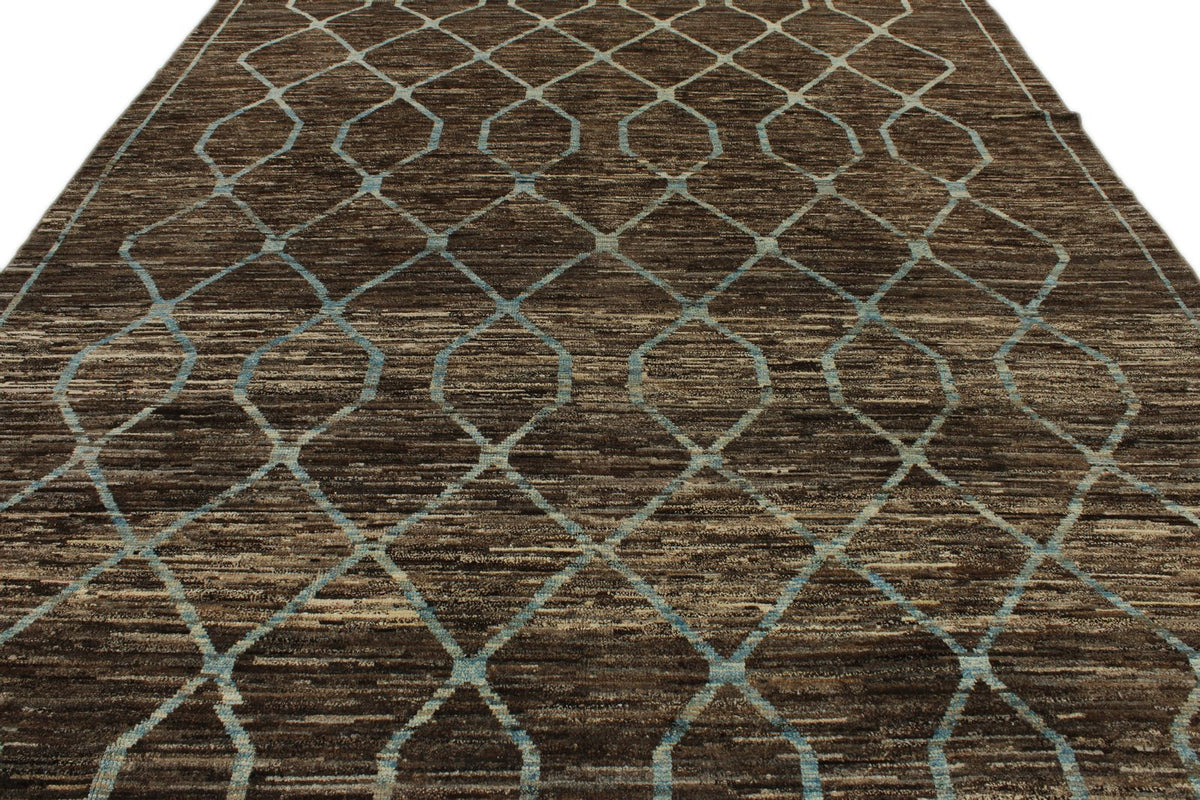 9x12 Blue and Brown Modern Contemporary Rug